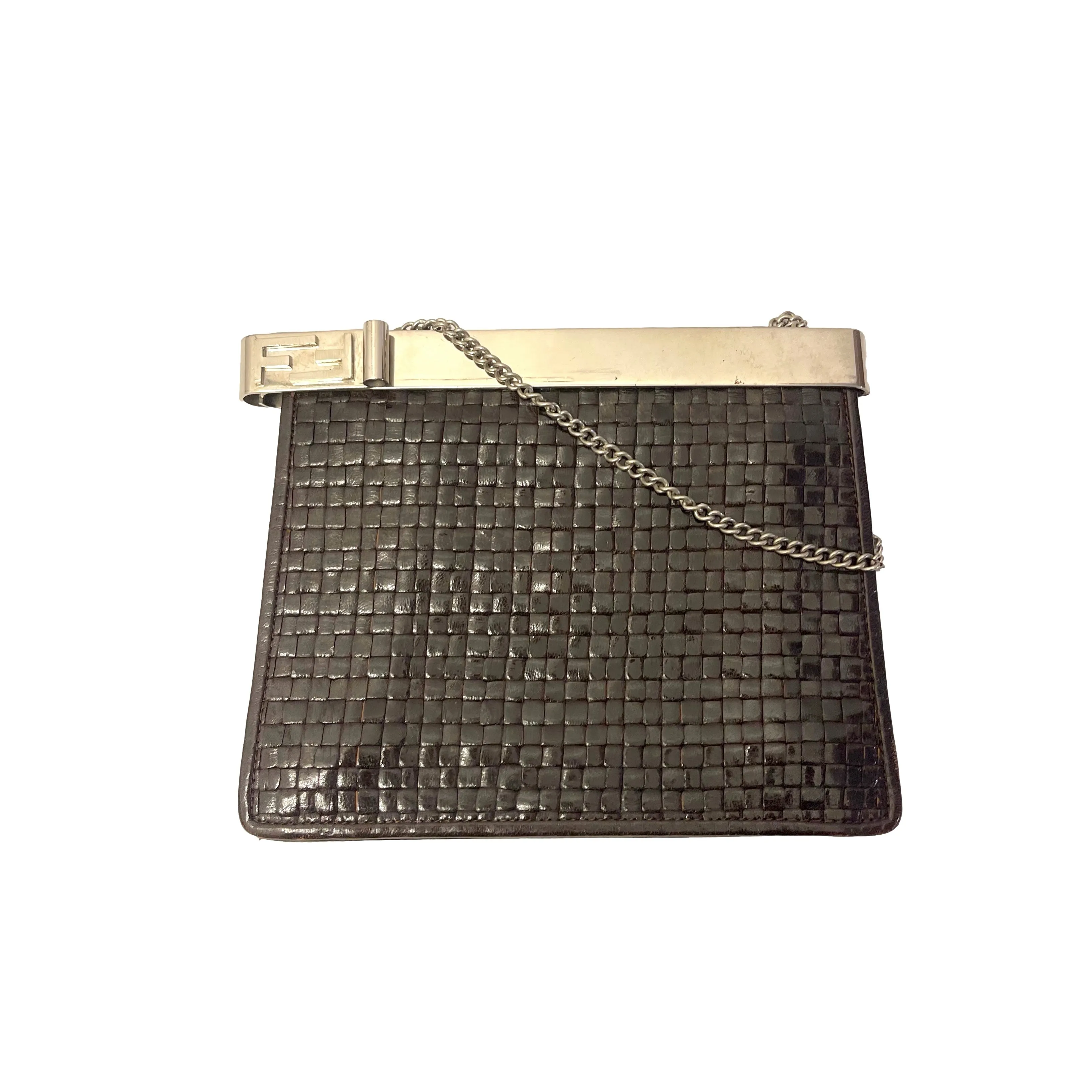 Fendi Brown Braided Crossbody Mini Bag