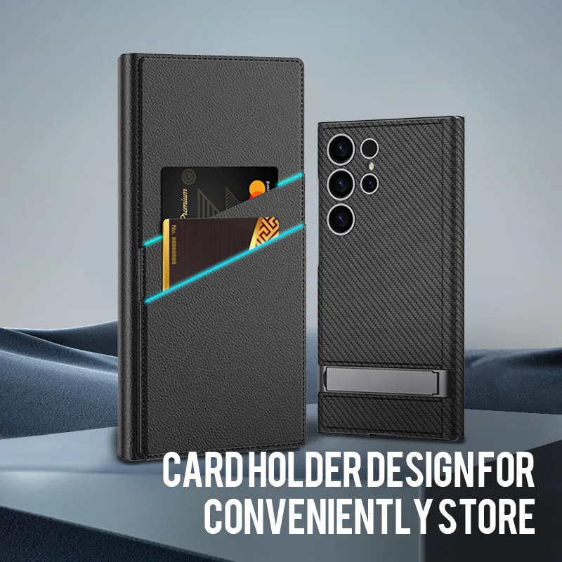 Folding Stand Phone Case with Card Holder for Samsung S24Ultra