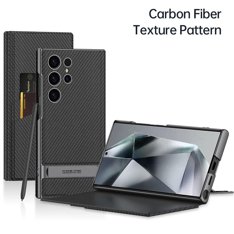 Folding Stand Phone Case with Card Holder for Samsung S24Ultra