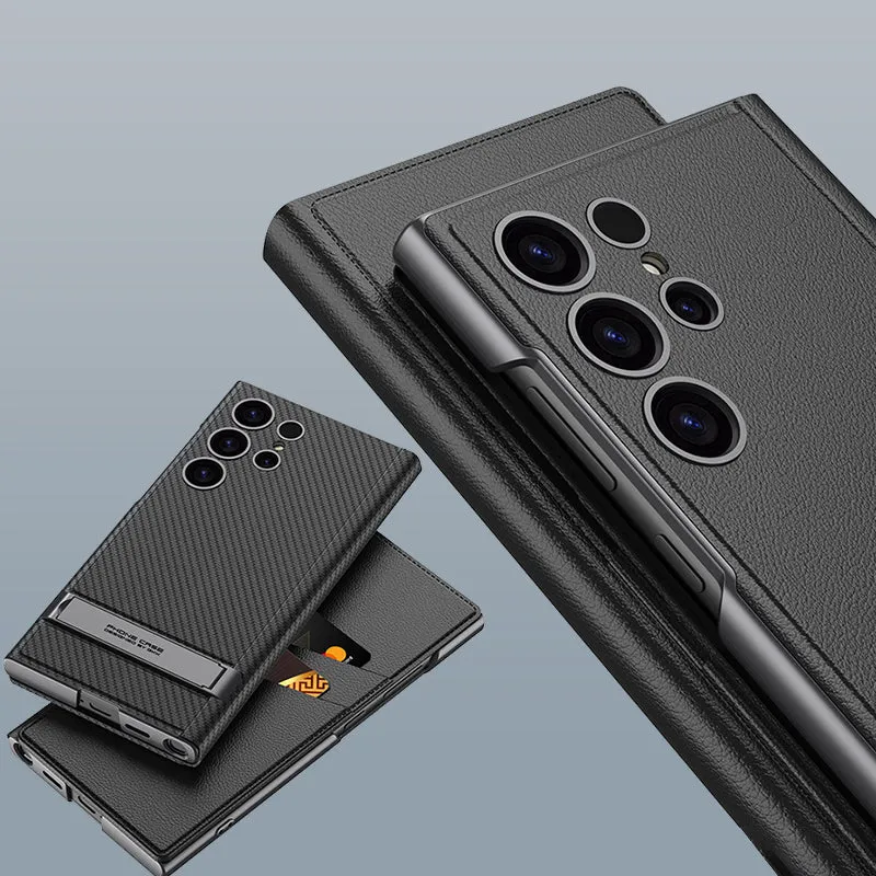 Folding Stand Phone Case with Card Holder for Samsung S24Ultra