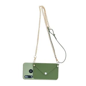 For HUAWEI P30/P30 Lite/P30 Pro Mobile Phone Cover with Pu Leather Card Holder   Hand Rope   Straddle Rope green