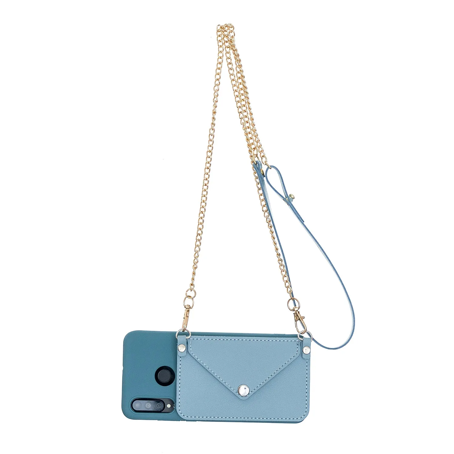 For HUAWEI P30/P30 Lite/P30 Pro Mobile Phone Cover with Pu Leather Card Holder   Hand Rope   Straddle Rope green