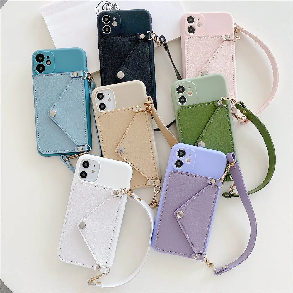 For HUAWEI P30/P30 Lite/P30 Pro Mobile Phone Cover with Pu Leather Card Holder   Hand Rope   Straddle Rope green
