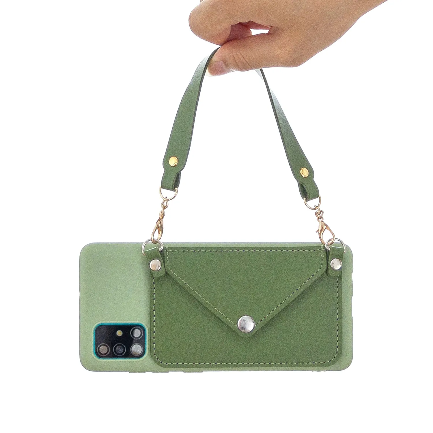 For HUAWEI P40/P40 Lite/P40 Pro Mobile Phone Cover with Pu Leather Card Holder   Hand Rope   Straddle Rope white