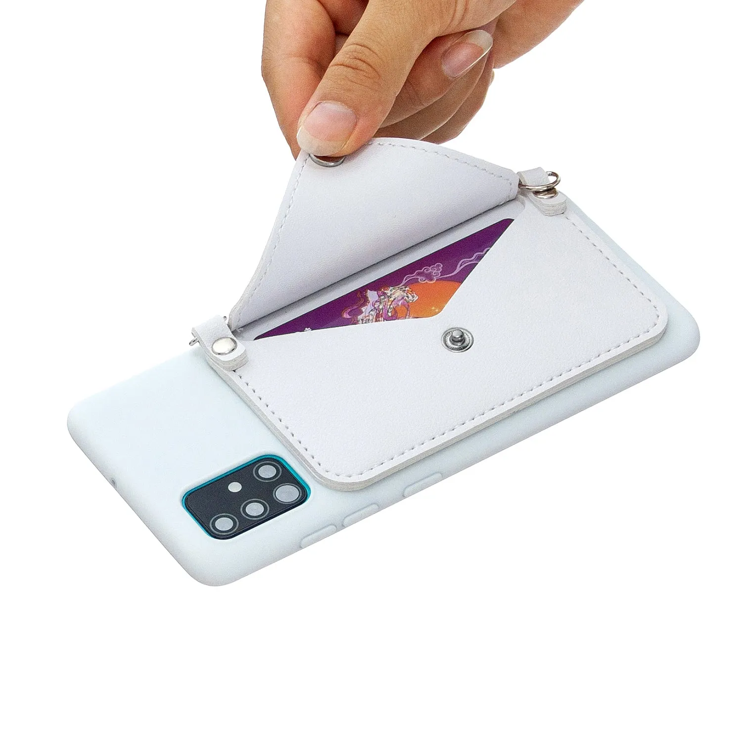 For HUAWEI P40/P40 Lite/P40 Pro Mobile Phone Cover with Pu Leather Card Holder   Hand Rope   Straddle Rope white