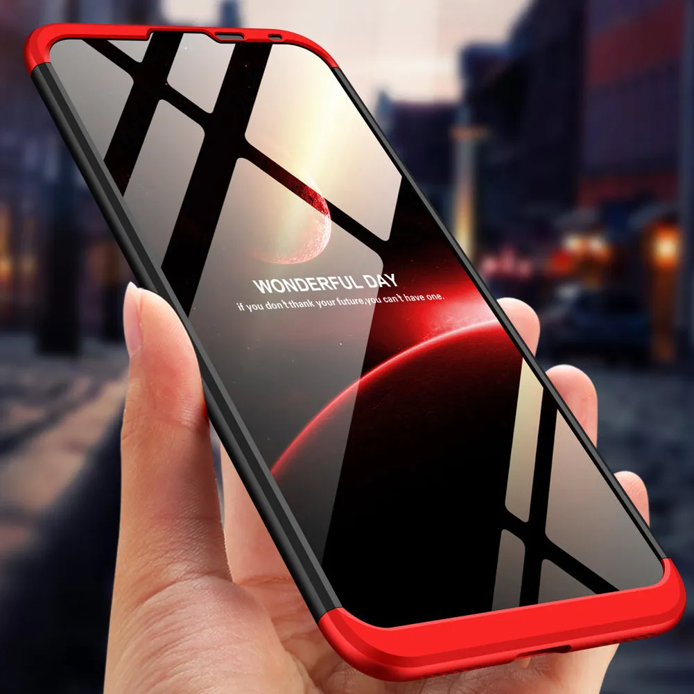 For HUAWEI Y7 pro 2019 Ultra Slim PC Back Cover Non-slip Shockproof 360 Degree Full Protective Case Red black red