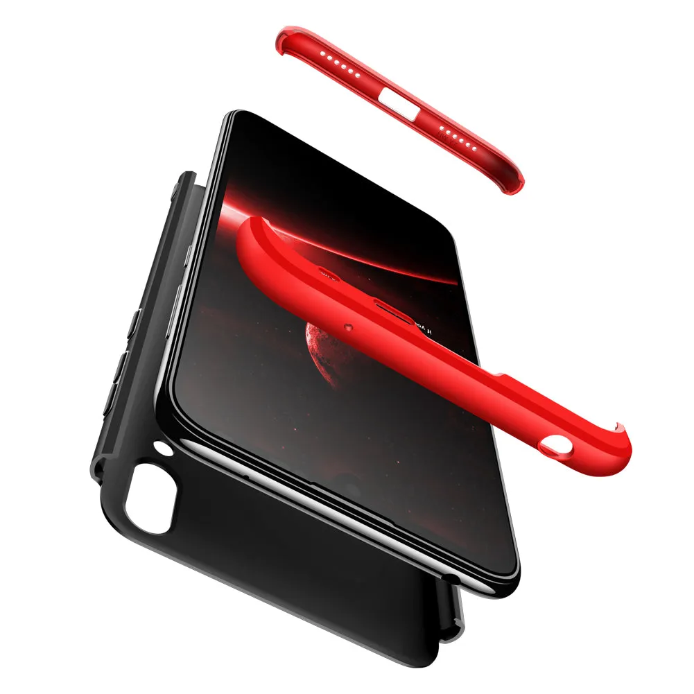 For HUAWEI Y7 pro 2019 Ultra Slim PC Back Cover Non-slip Shockproof 360 Degree Full Protective Case Red black red