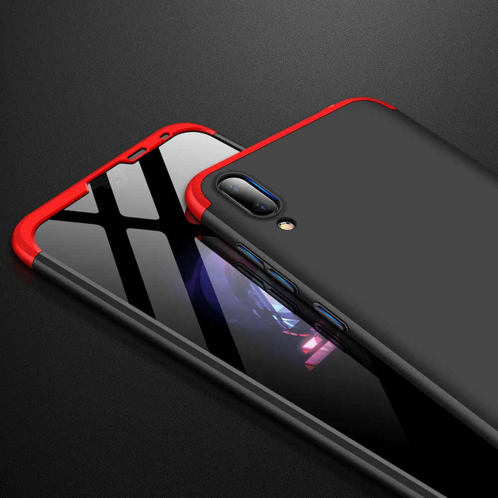 For HUAWEI Y7 pro 2019 Ultra Slim PC Back Cover Non-slip Shockproof 360 Degree Full Protective Case Red black red