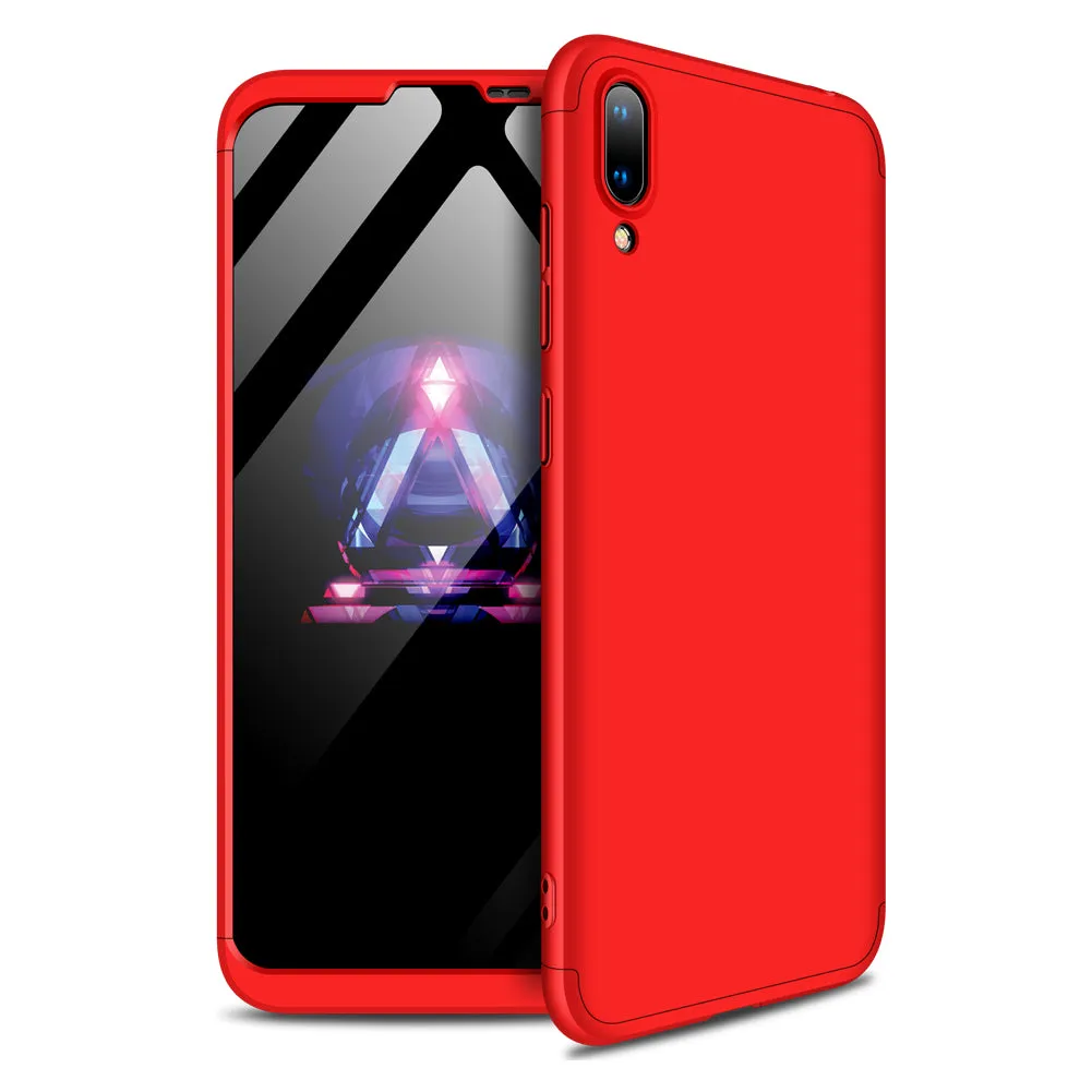 For HUAWEI Y7 pro 2019 Ultra Slim PC Back Cover Non-slip Shockproof 360 Degree Full Protective Case Red black red