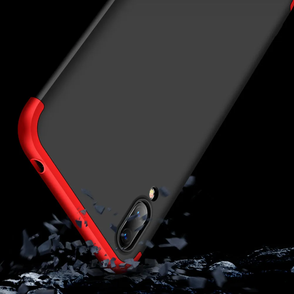 For HUAWEI Y7 pro 2019 Ultra Slim PC Back Cover Non-slip Shockproof 360 Degree Full Protective Case Red black red