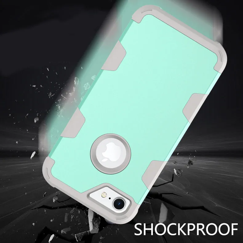 For iPhone 7 PC  Silicone 2 in 1 Hit Color Tri-proof Shockproof Dustproof Anti-fall Protective Cover Back Case Gold   black