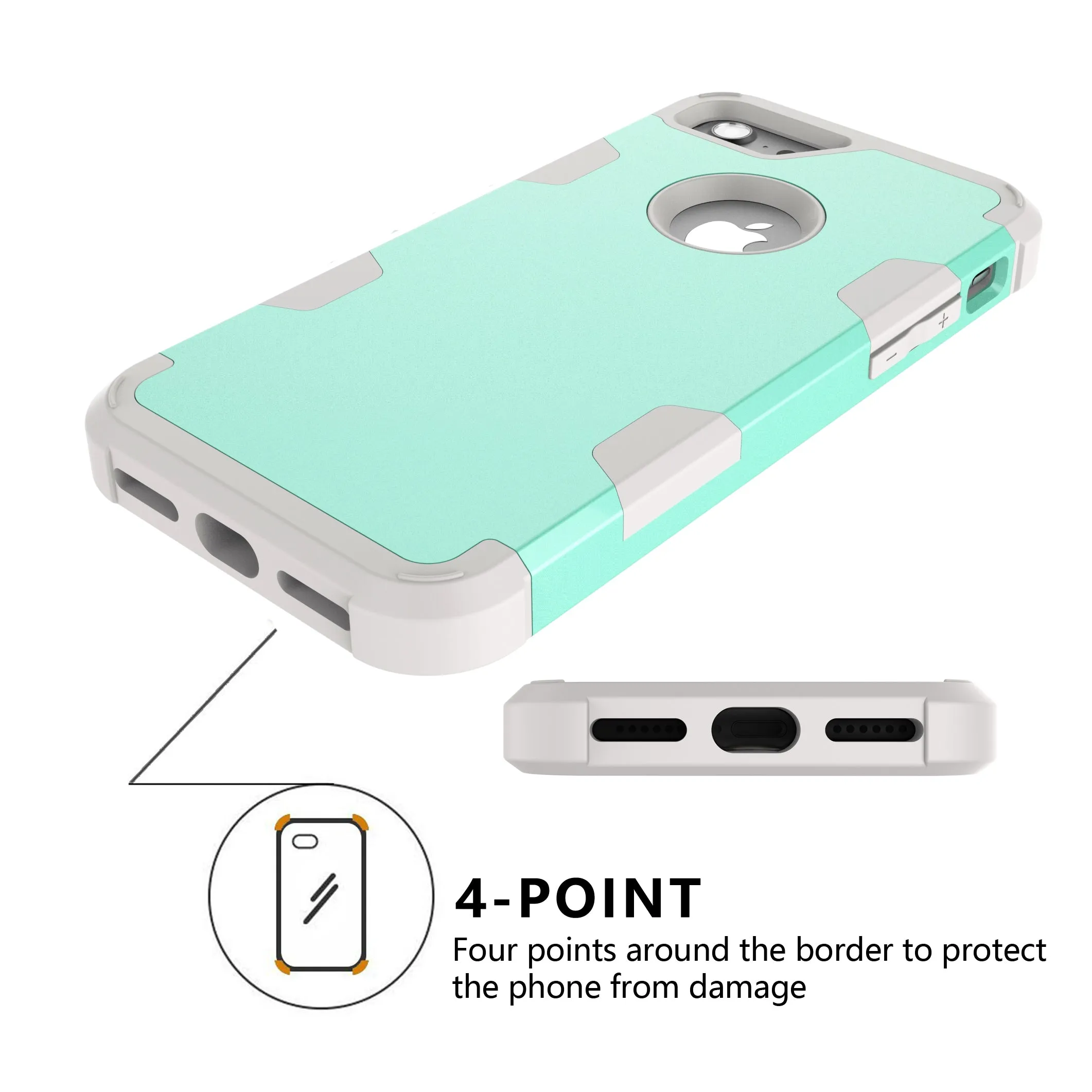 For iPhone 7 PC  Silicone 2 in 1 Hit Color Tri-proof Shockproof Dustproof Anti-fall Protective Cover Back Case Gold   black