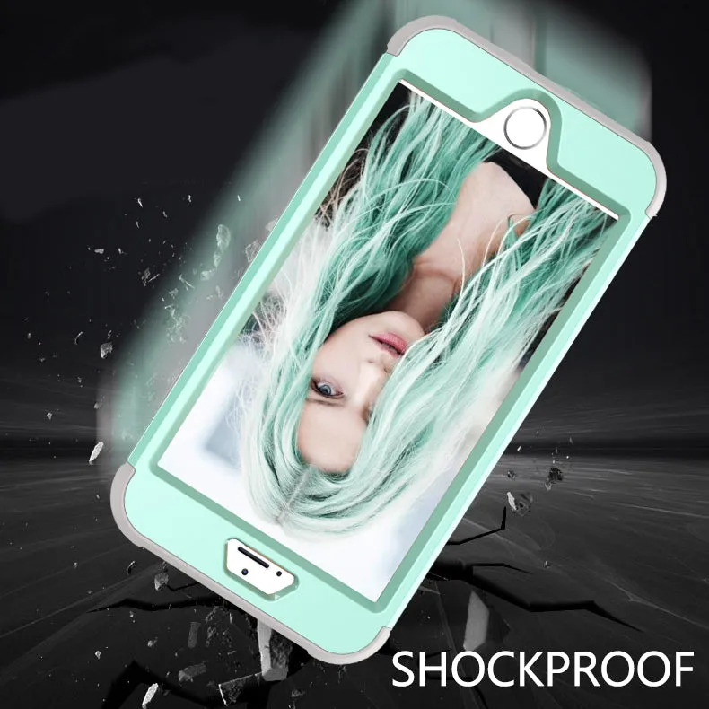 For iPhone 7 plus PC  Silicone 2 in 1 Hit Color Tri-proof Shockproof Dustproof Anti-fall Protective Cover Back Case Rose gold