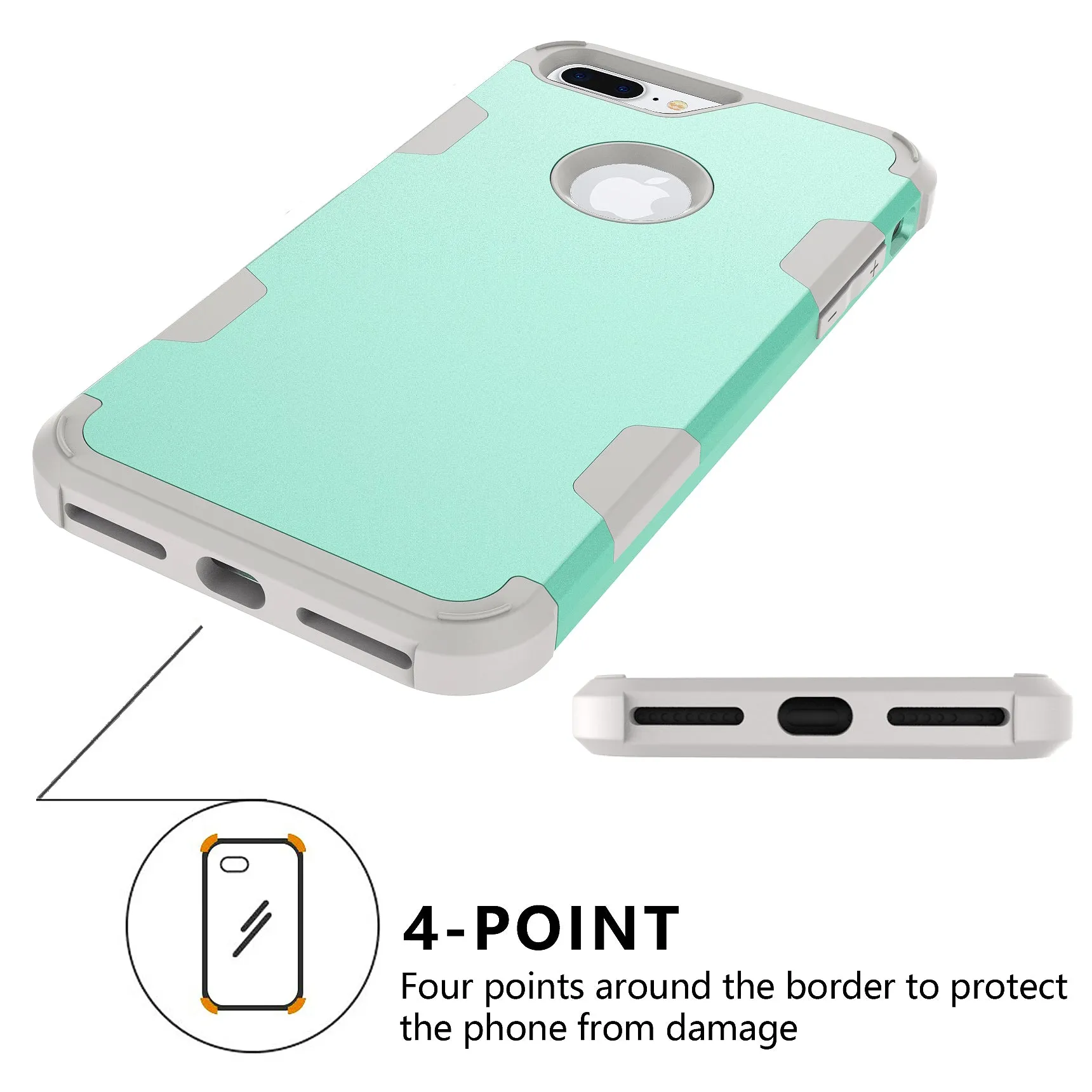 For iPhone 7 plus PC  Silicone 2 in 1 Hit Color Tri-proof Shockproof Dustproof Anti-fall Protective Cover Back Case Rose gold