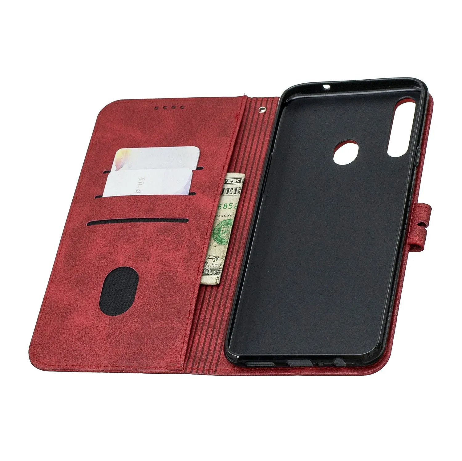 For Samsung A10S A20S Solid Color Denim Texture Front Clasp Bracket Leather Mobile Phone Cover yellow