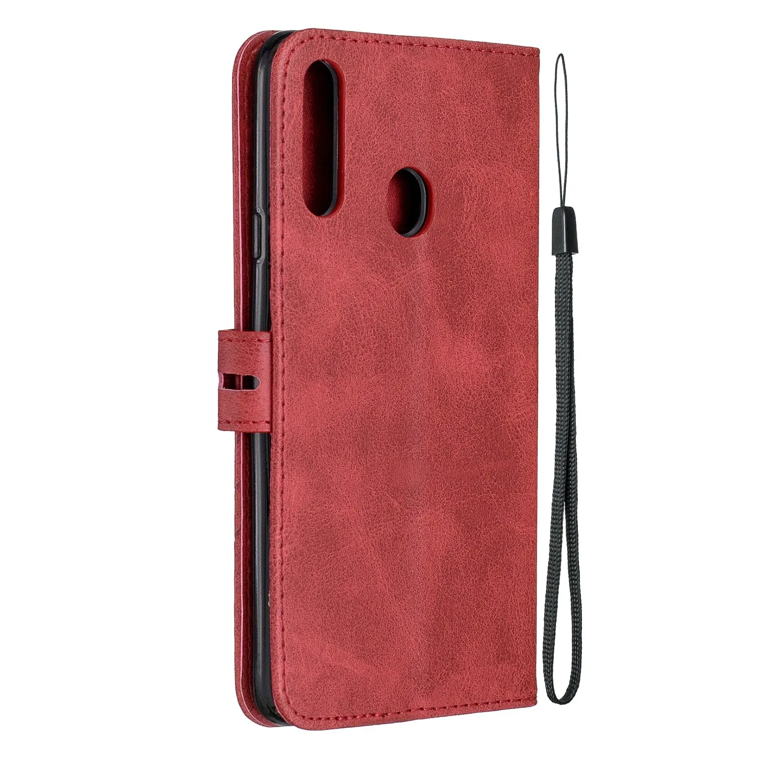 For Samsung A10S A20S Solid Color Denim Texture Front Clasp Bracket Leather Mobile Phone Cover yellow