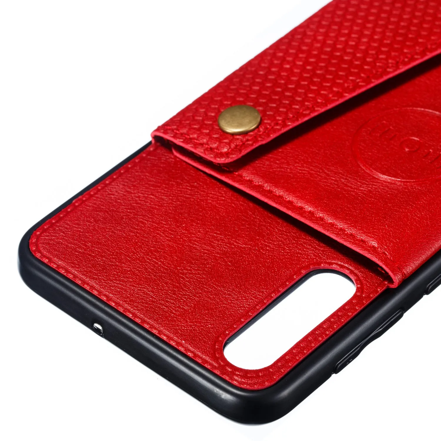 For Samsung A50 Double Buckle Non-slip Shockproof Cell Phone Case with Card Slot Bracket gray