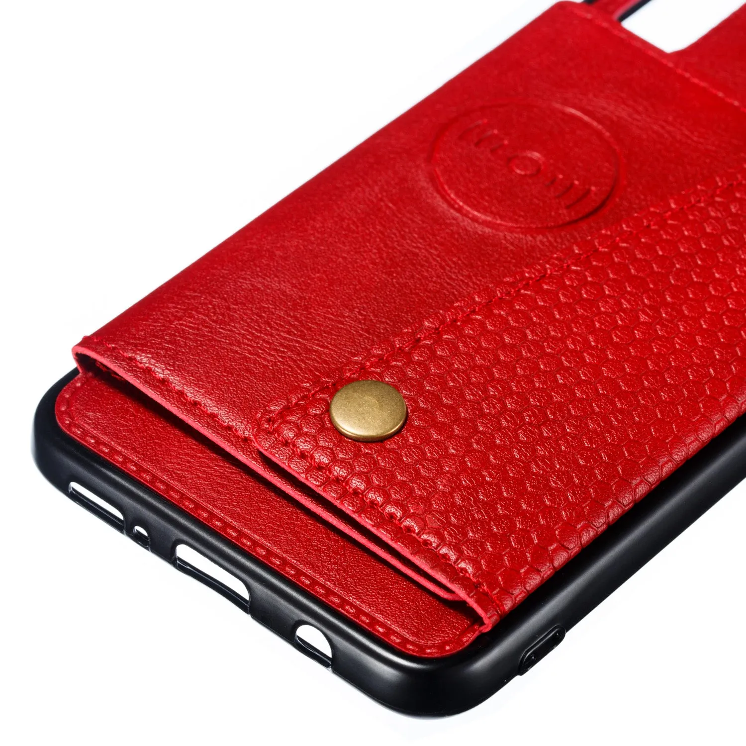 For Samsung A50 Double Buckle Non-slip Shockproof Cell Phone Case with Card Slot Bracket gray