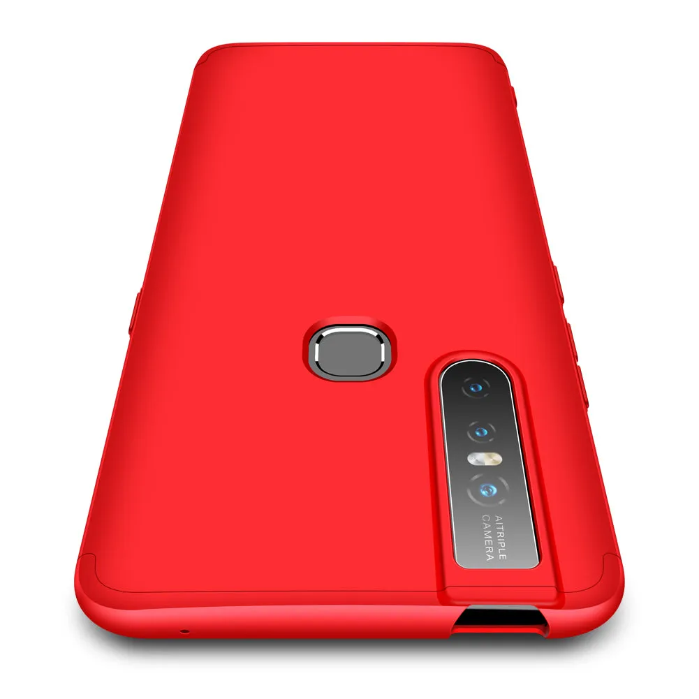 For VIVO S1/V15 Ultra Slim PC Back Cover Non-slip Shockproof 360 Degree Full Protective Case Red black red
