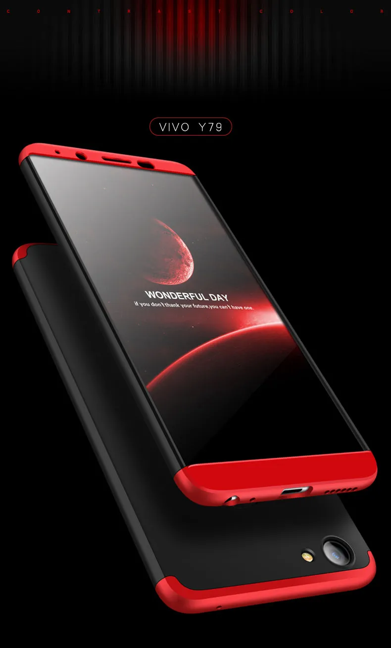 For VIVO V7 plus/Y75S/Y79 3 in 1 360 Degree Non-slip Shockproof Full Protective Case blue