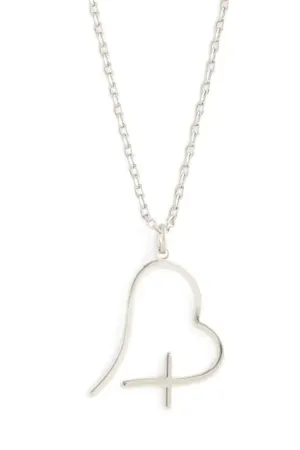 Free Form Heart with Cross Pendant Necklace