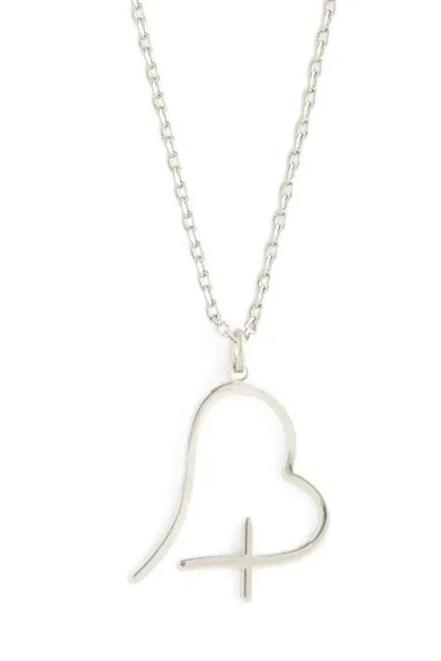 Free Form Heart with Cross Pendant Necklace