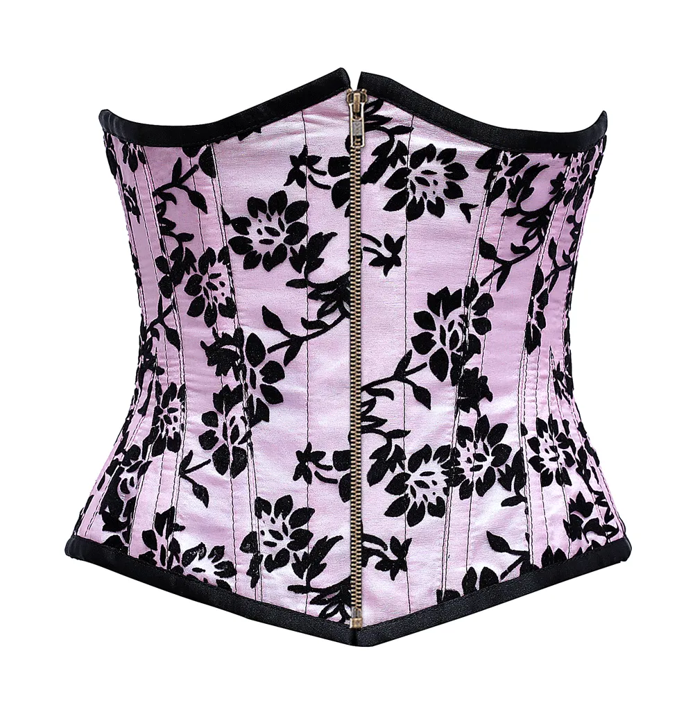 Gielnik Pink Underbust Corset In Tissue Flocking