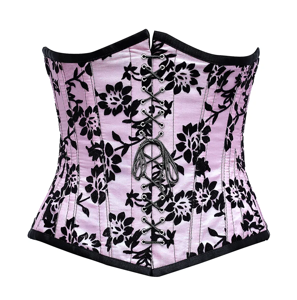 Gielnik Pink Underbust Corset In Tissue Flocking