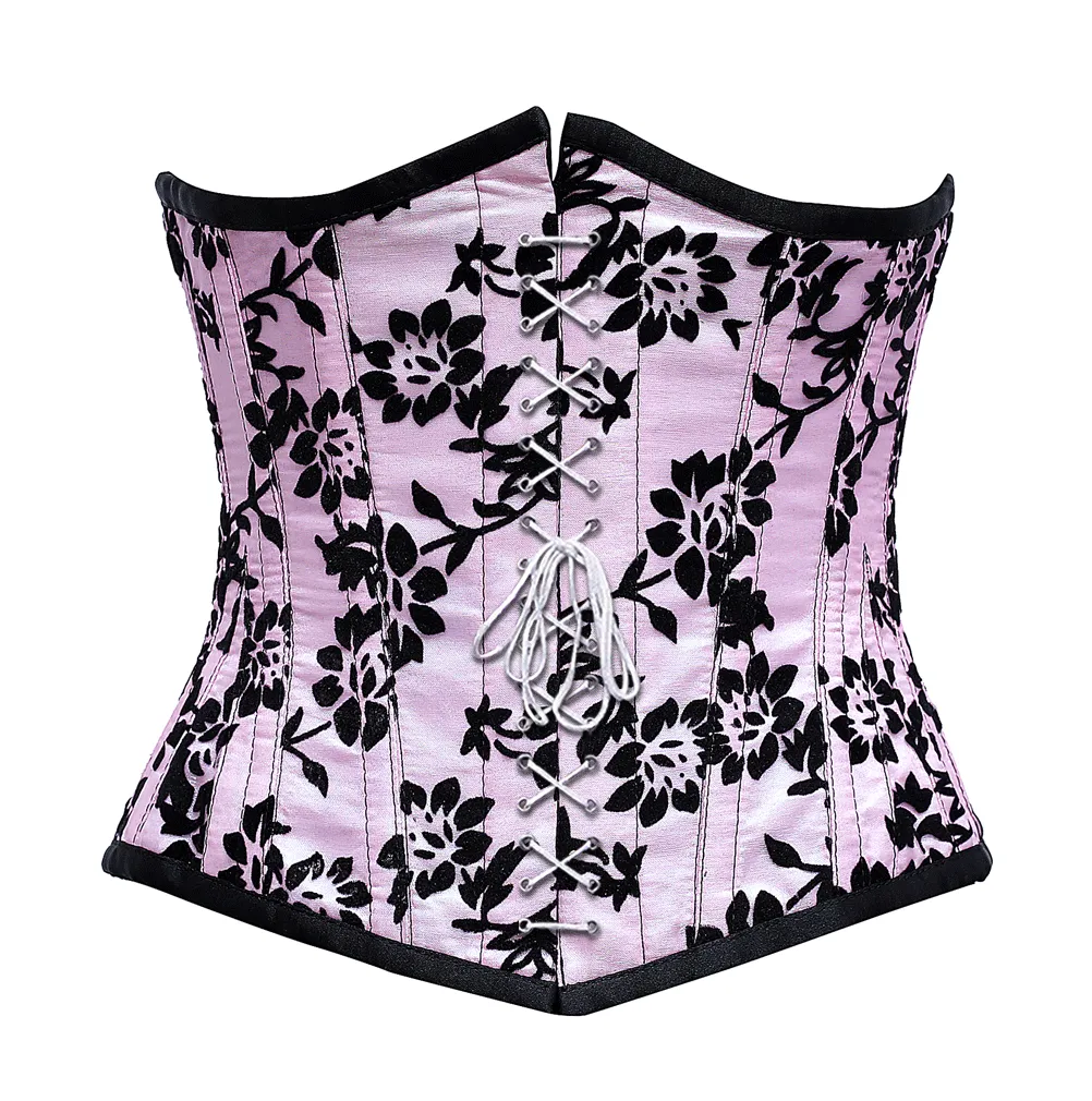 Gielnik Pink Underbust Corset In Tissue Flocking