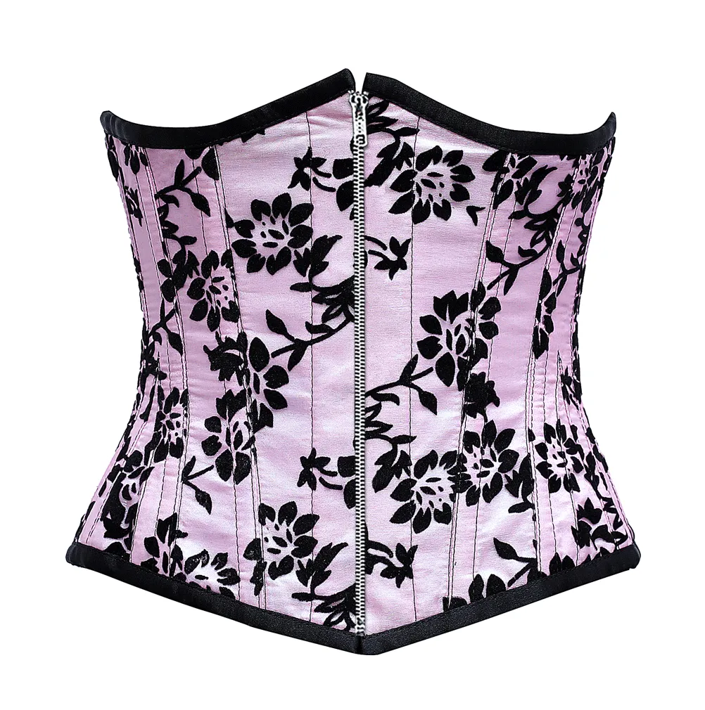 Gielnik Pink Underbust Corset In Tissue Flocking