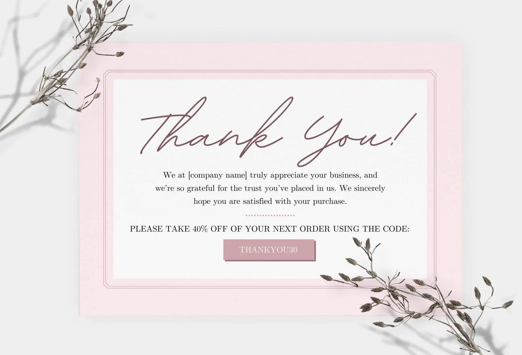 Giselle Printable Thank You Card Packaging Insert Note Canva Template
