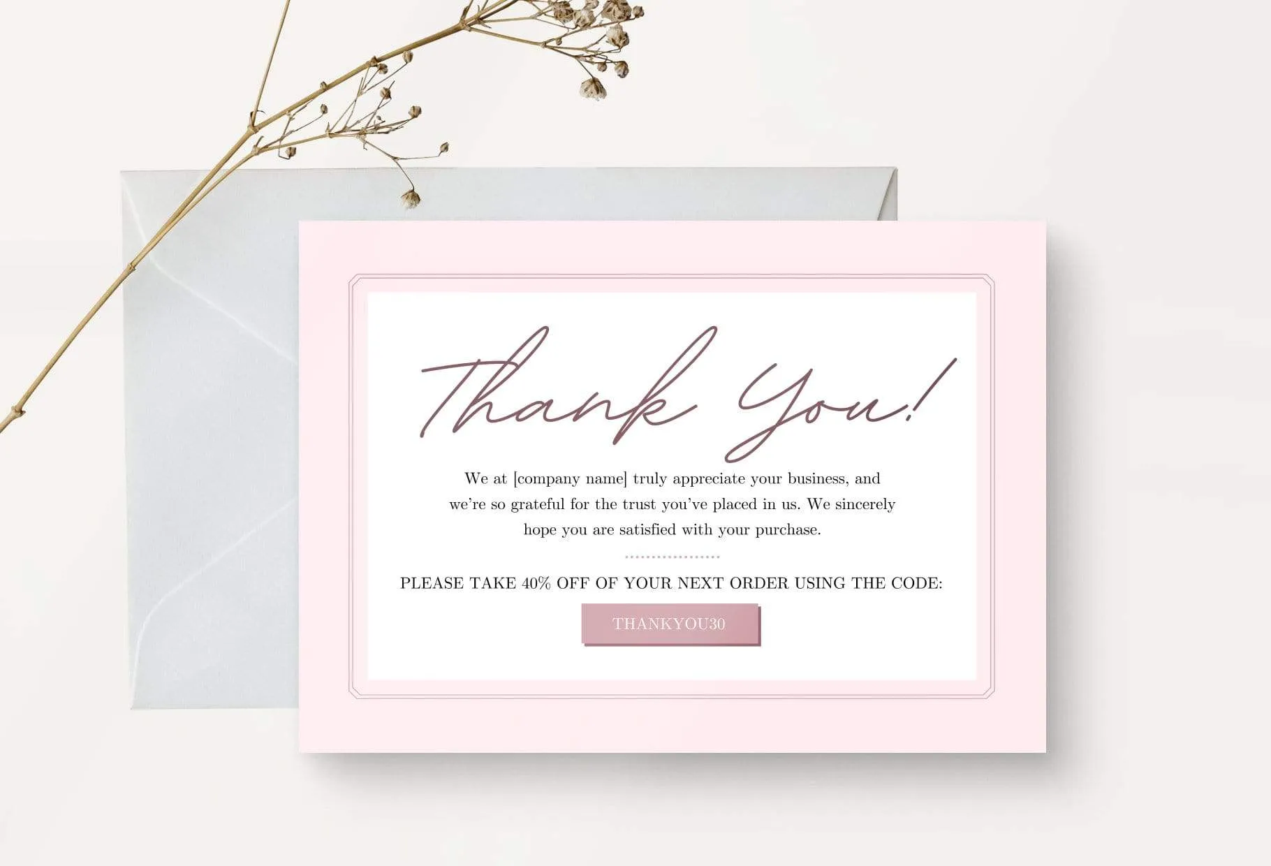 Giselle Printable Thank You Card Packaging Insert Note Canva Template