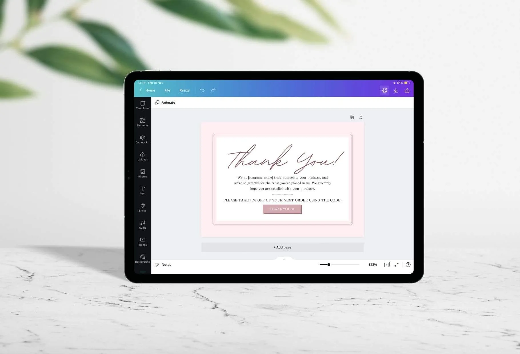 Giselle Printable Thank You Card Packaging Insert Note Canva Template