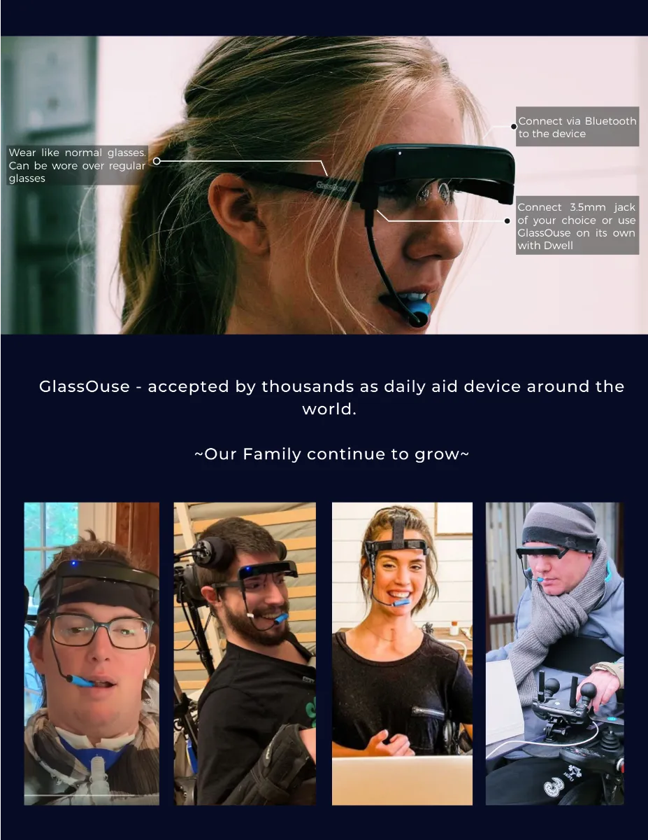 GlassOuse v1.4 Bluetooth Hands-Free Head Motion Mouse