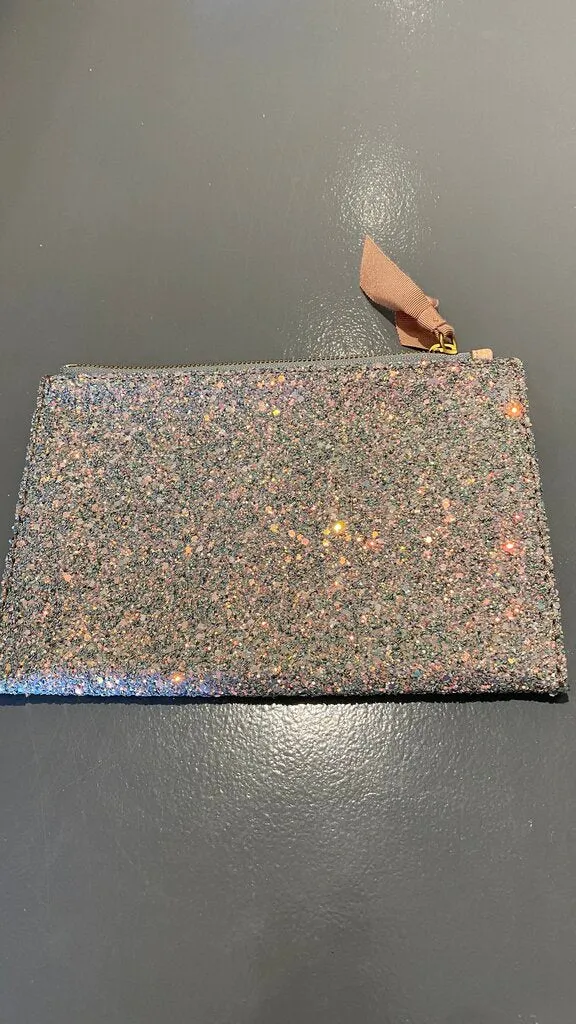 Glitter Zipper Pouch Clutch
