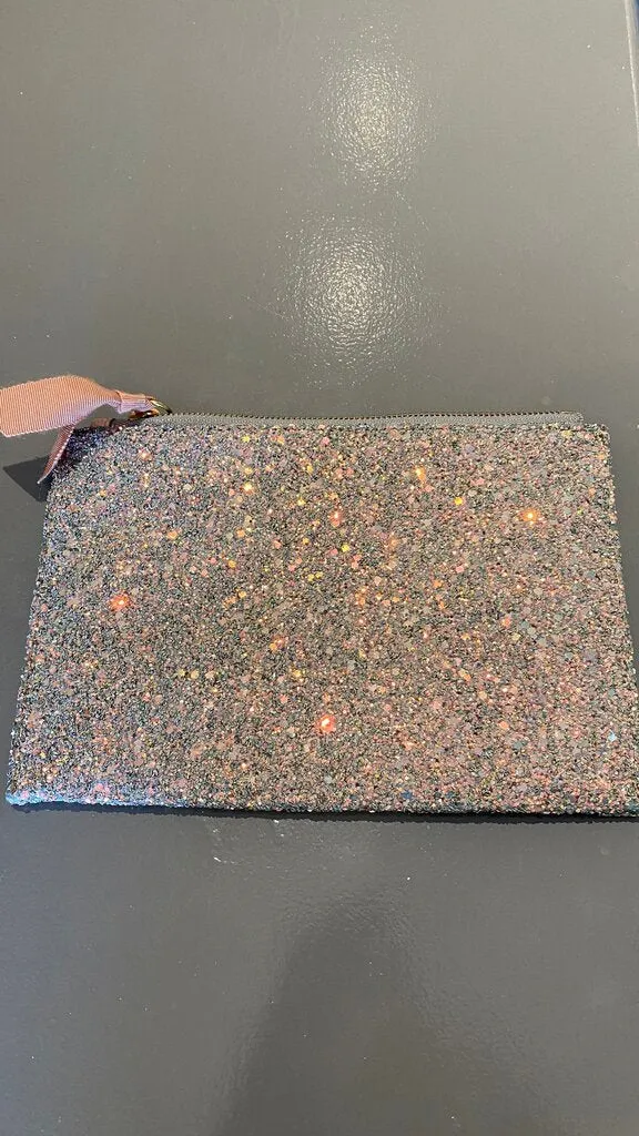 Glitter Zipper Pouch Clutch