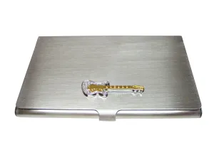 Gold and Silver Toned Rocker Guitar Business Card Holder