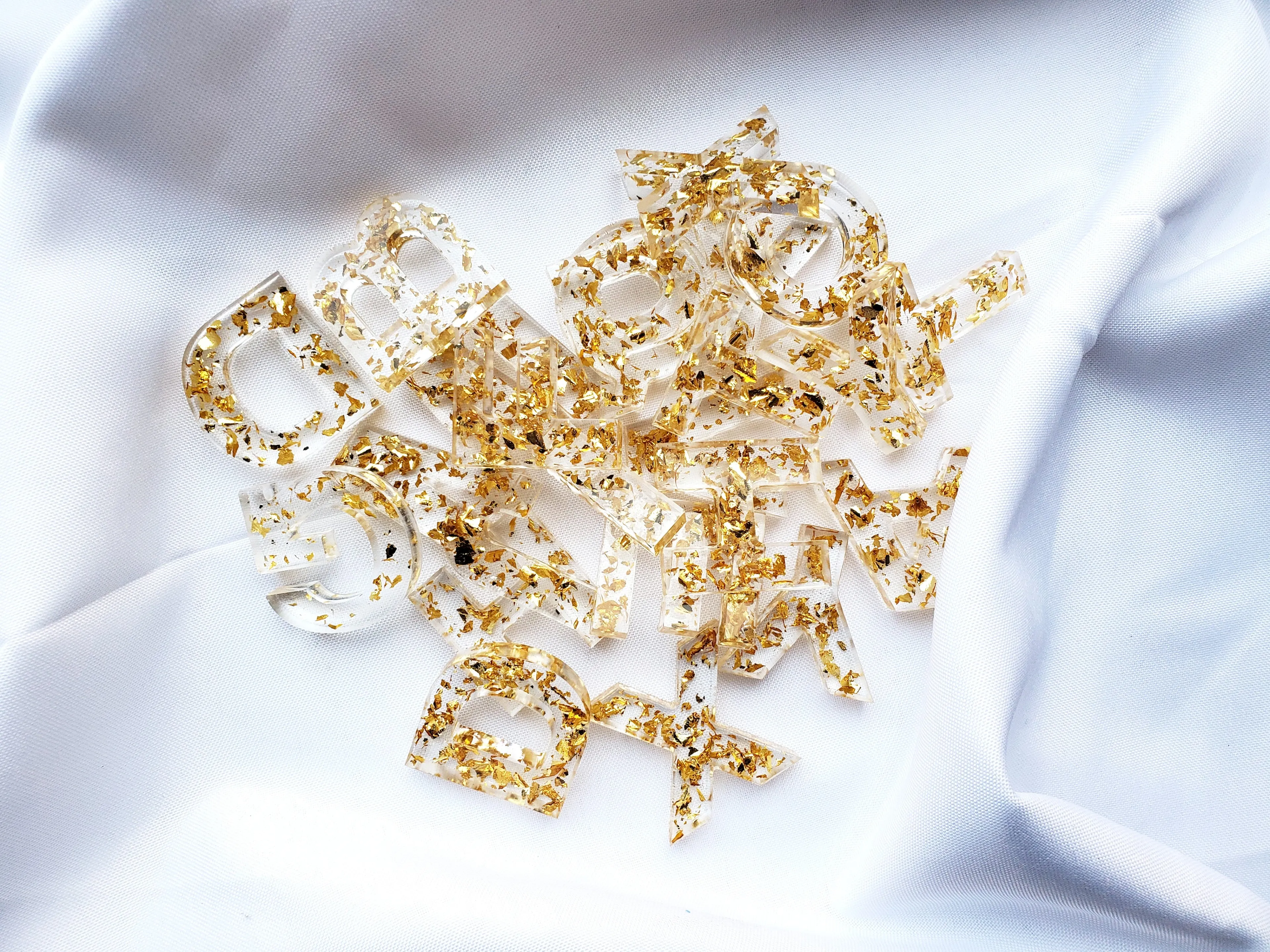 Gold Foil Resin Letter Keychain