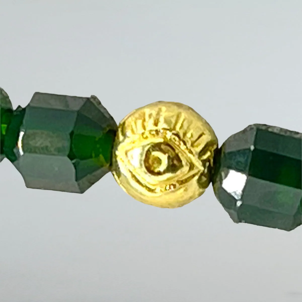 Green Agate and Evil Eye Bracelet