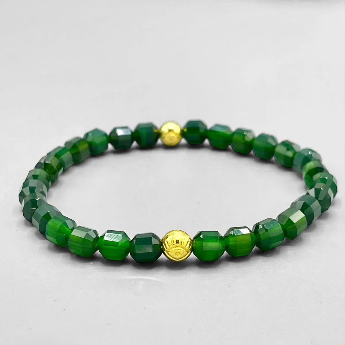 Green Agate and Evil Eye Bracelet