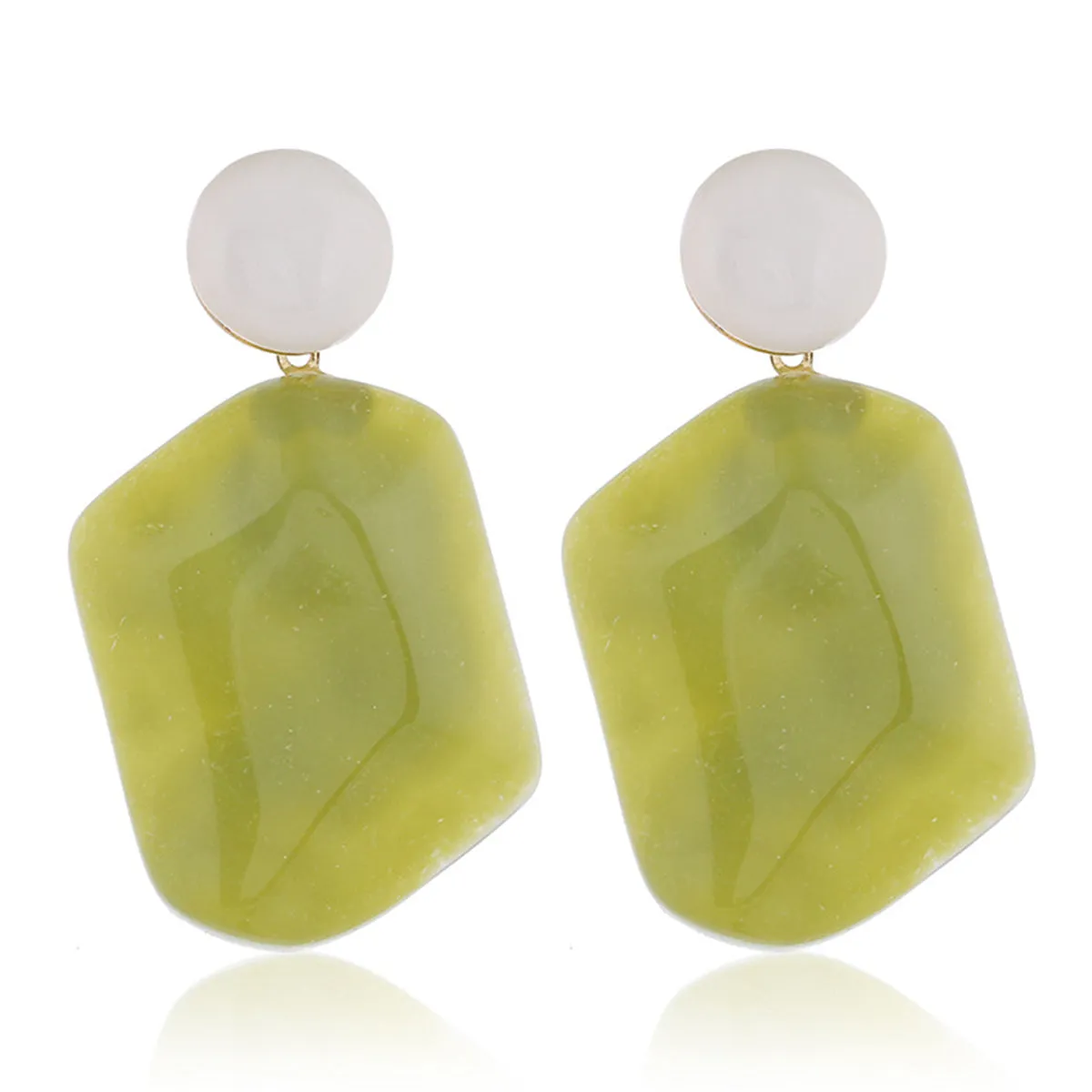 Green Resin & 18K Gold-Plated Rectangle Drop Earrings