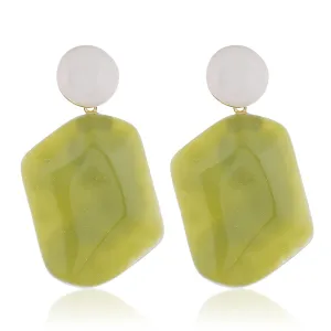 Green Resin & 18K Gold-Plated Rectangle Drop Earrings