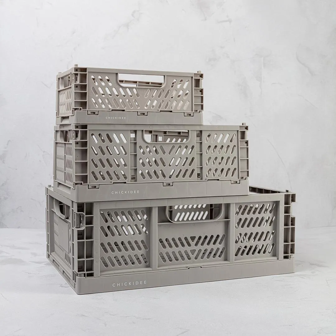 Grey Tiny Folding Storage Crate