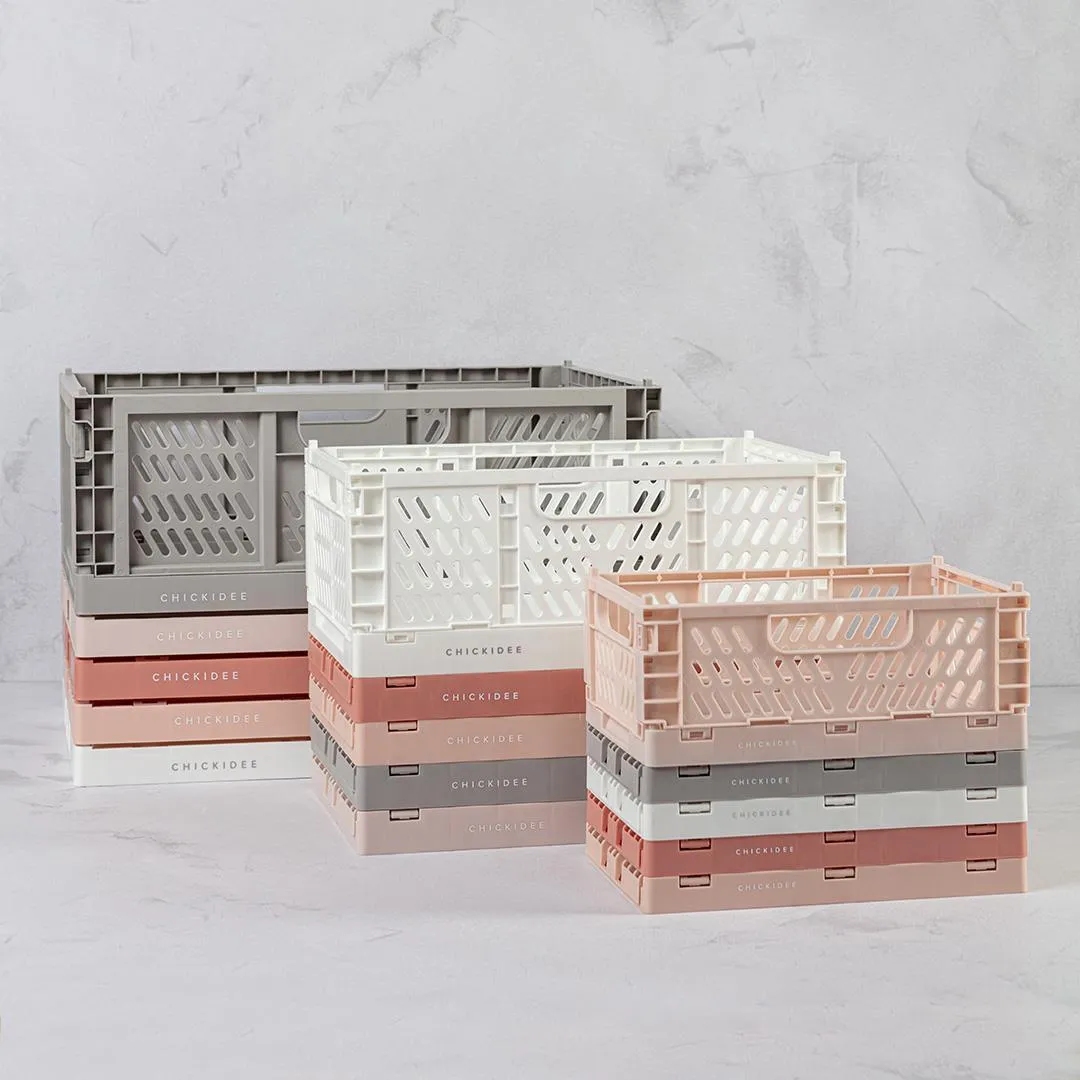 Grey Tiny Folding Storage Crate
