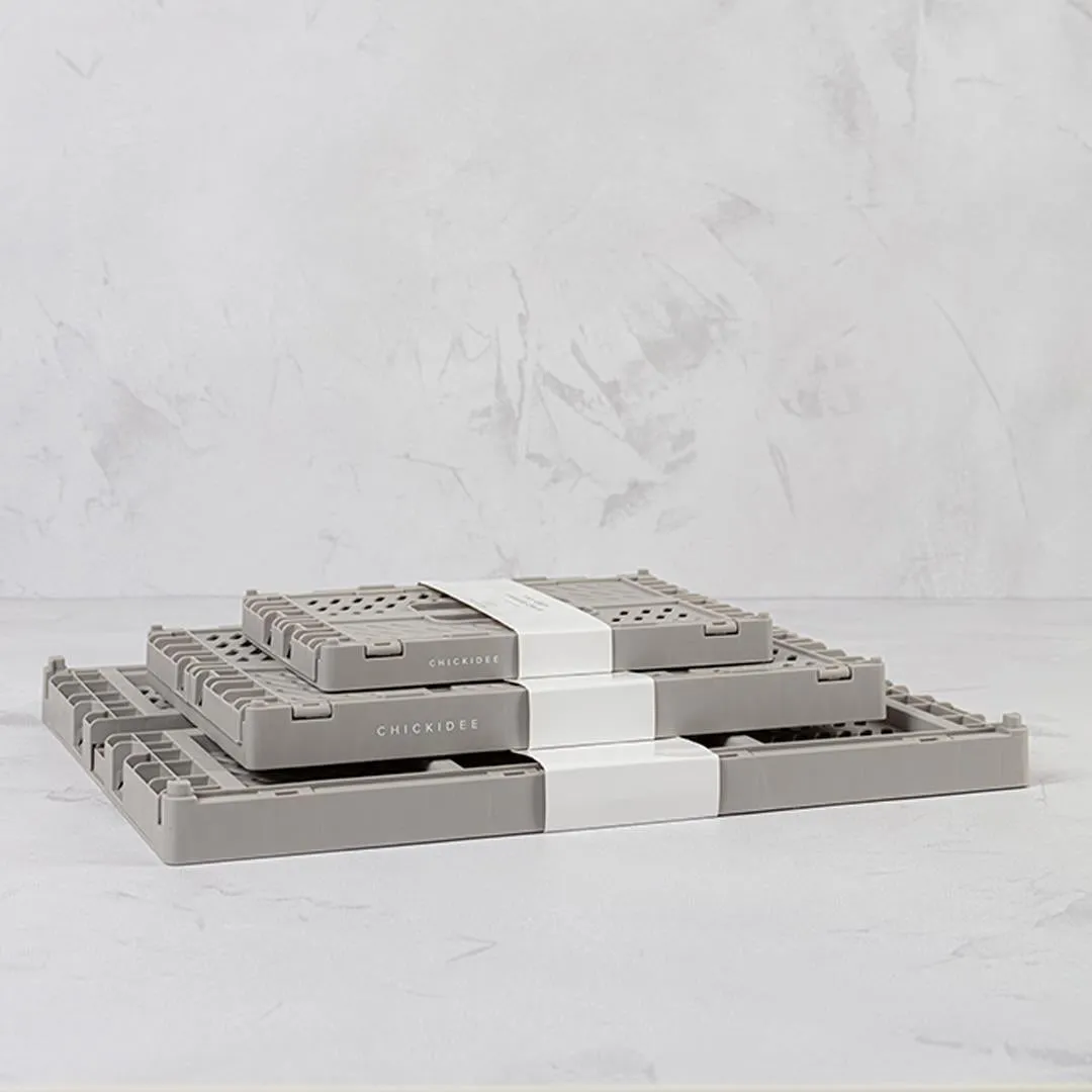 Grey Tiny Folding Storage Crate
