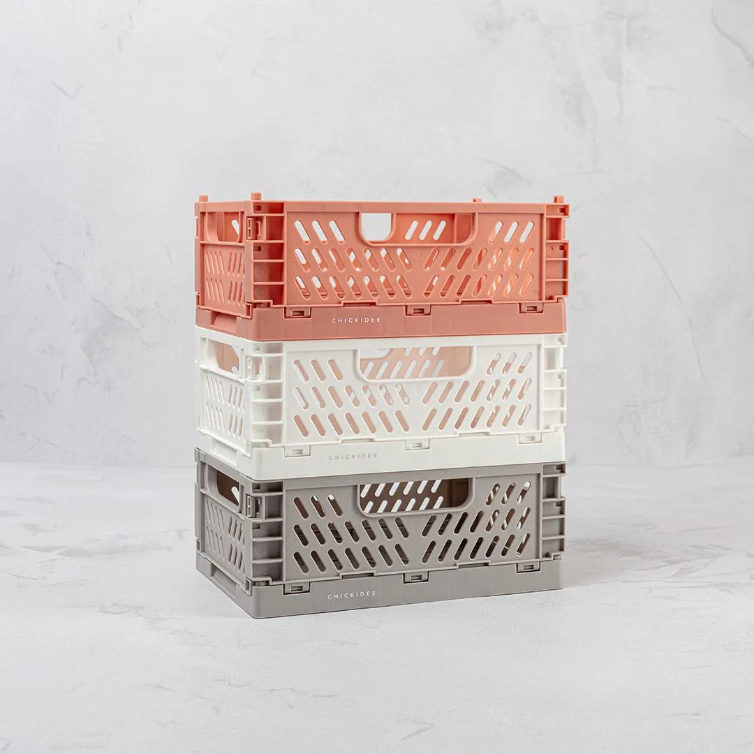 Grey Tiny Folding Storage Crate