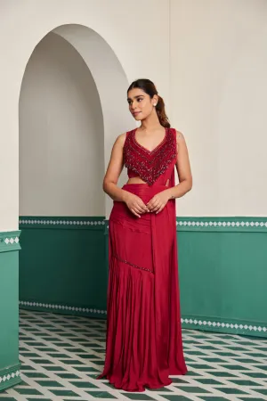 Gulaab Stitched Saree Set