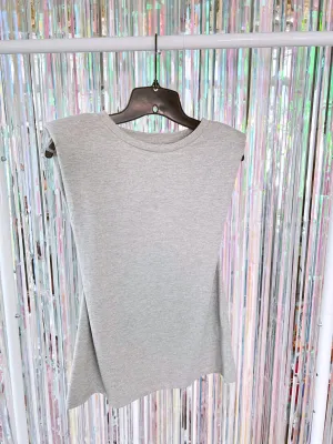 Hallie Padded Shoulder Top - Grey