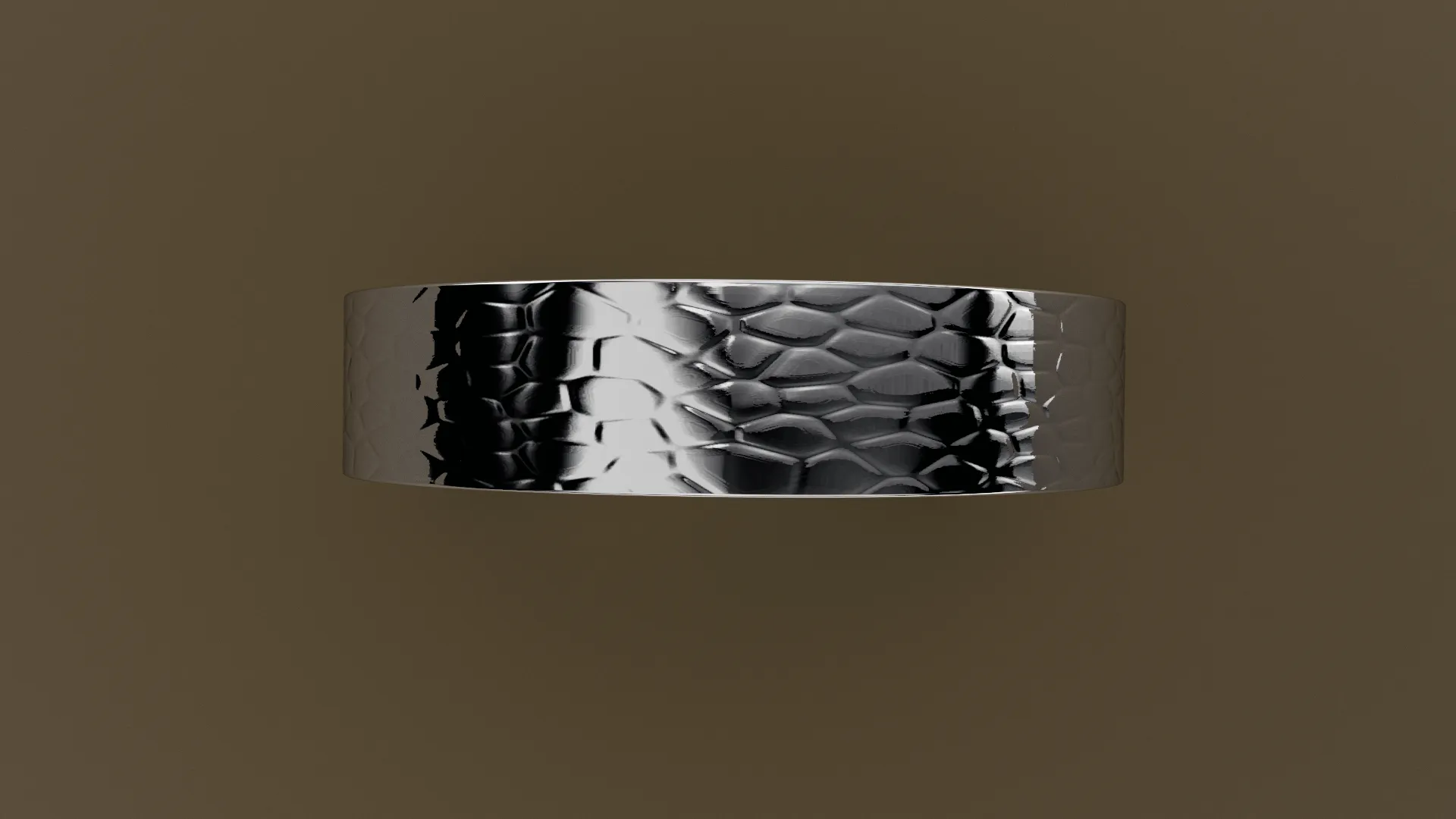 Hammered White Gold 5mm Flat Wedding Band