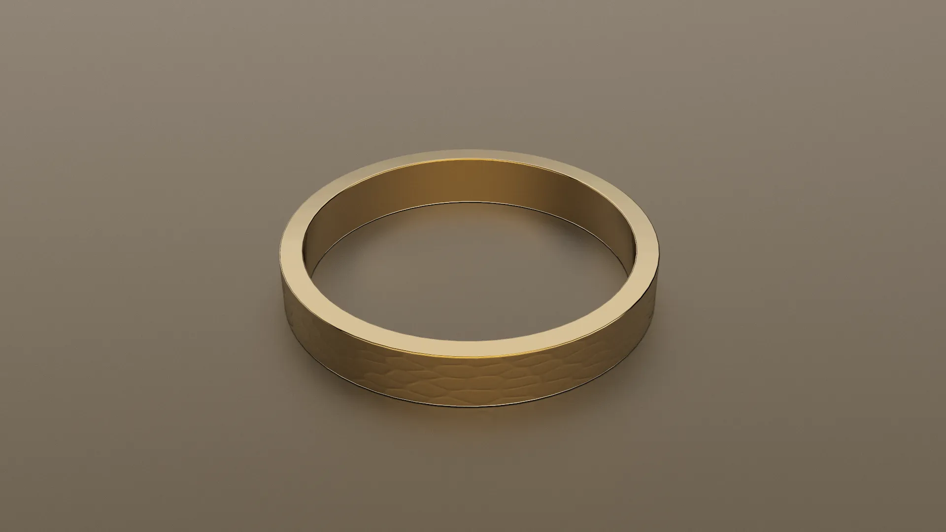 Hammered Yellow Gold 3mm Flat Wedding Band